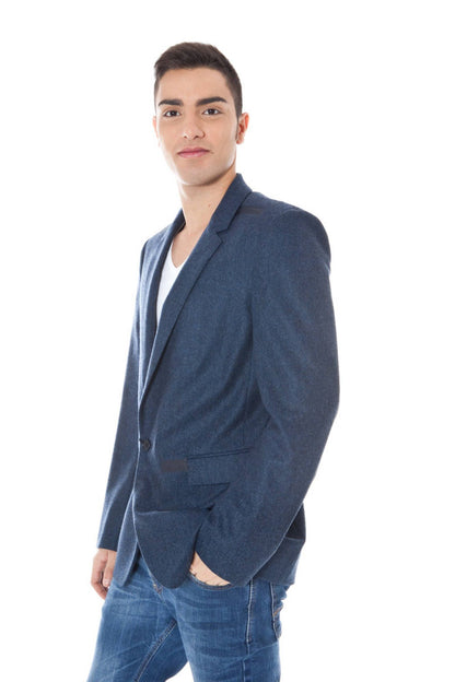 Blue Wool Men Jacket