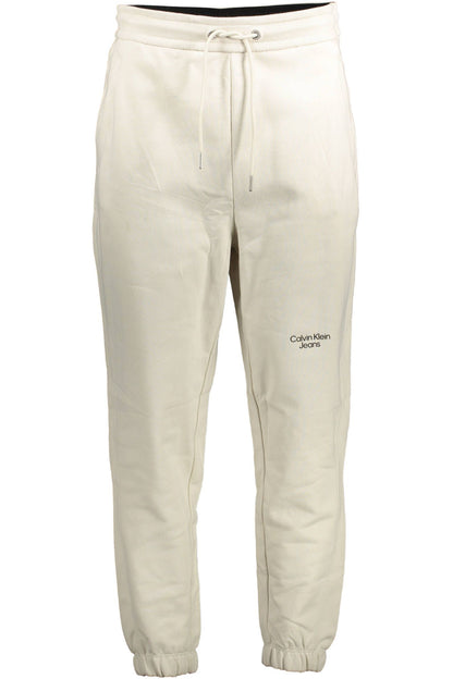 Beige Cotton Men Sport Trouser