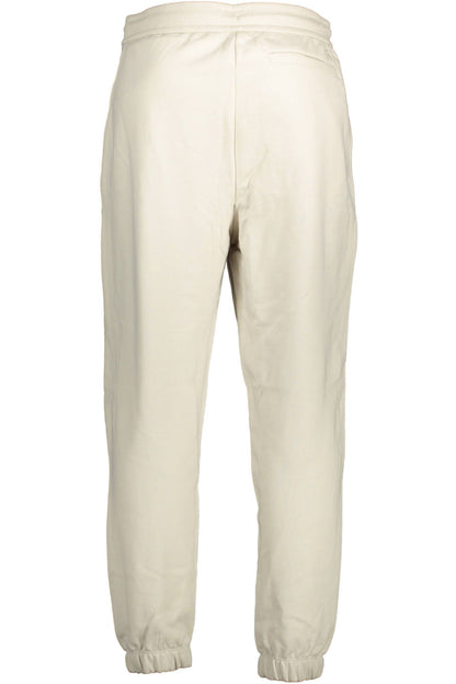 Beige Cotton Men Sport Trouser