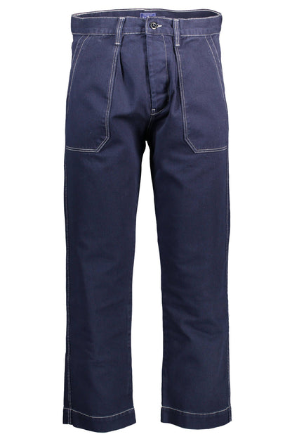 Blue Cotton Men Trouser