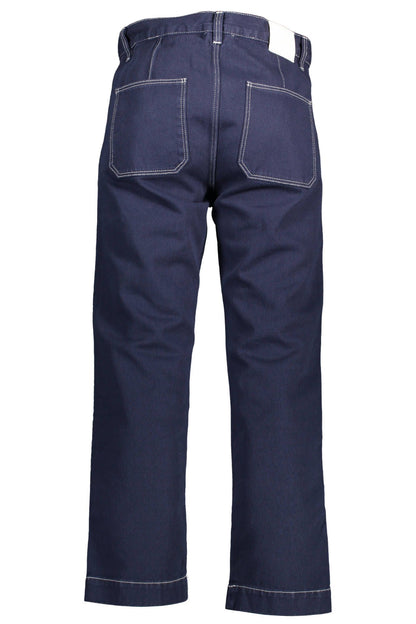 Blue Cotton Men Trouser