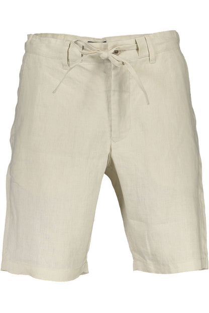 Beige Linen Men Bermuda