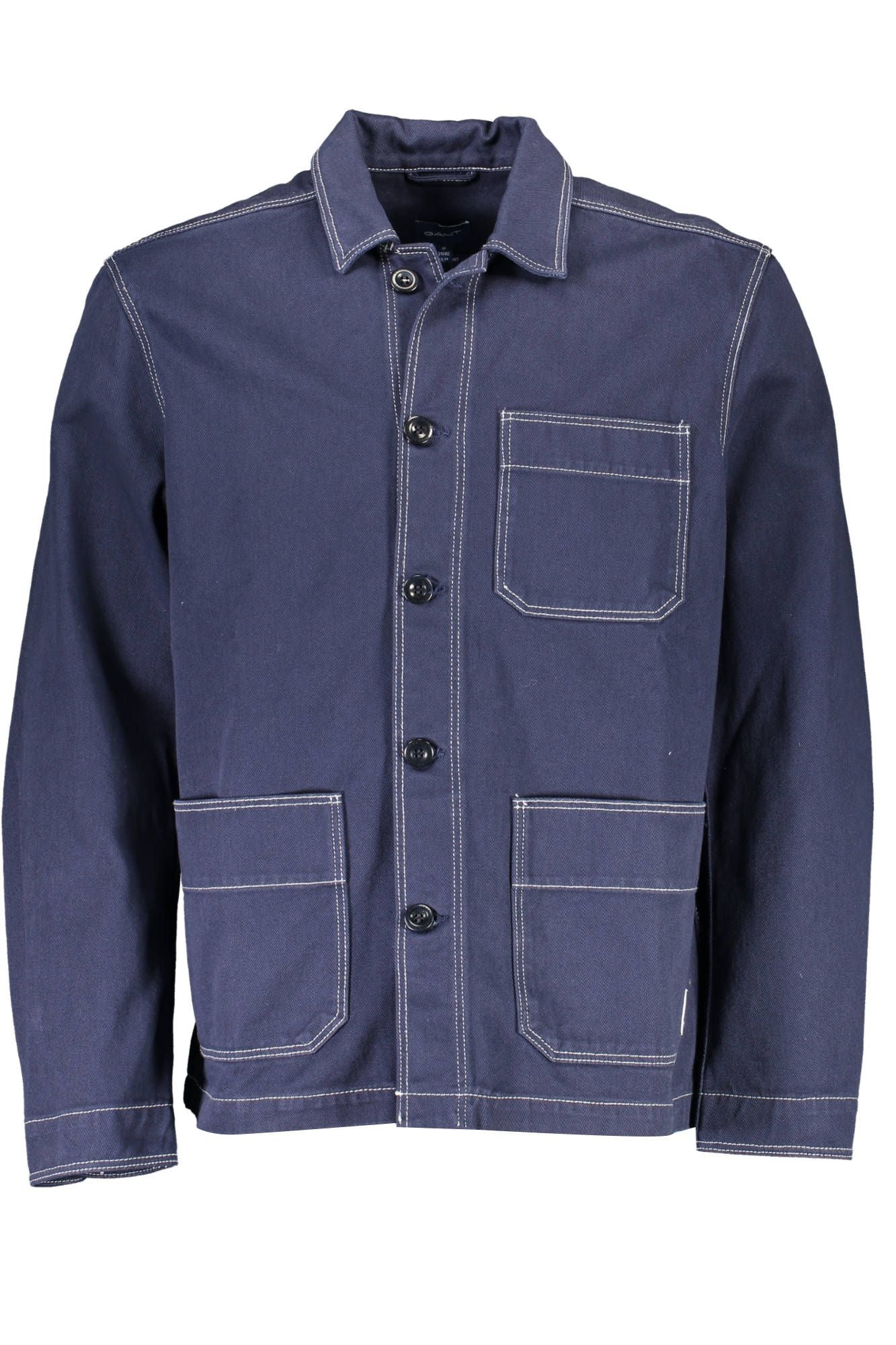 Blue Cotton Men Jacket