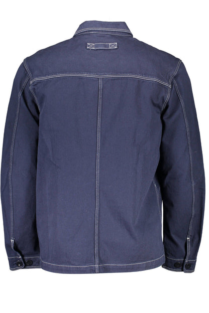 Blue Cotton Men Jacket