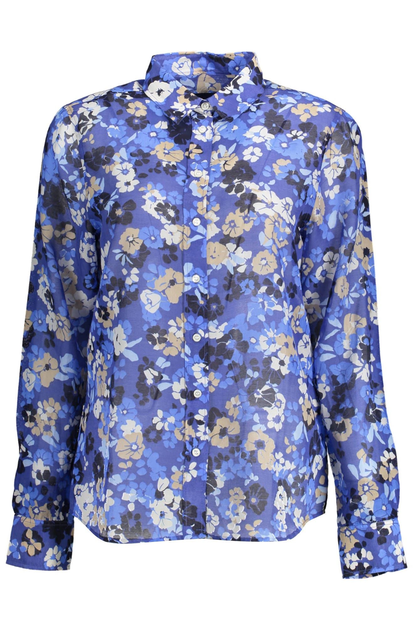 Blue Cotton Women Shirt