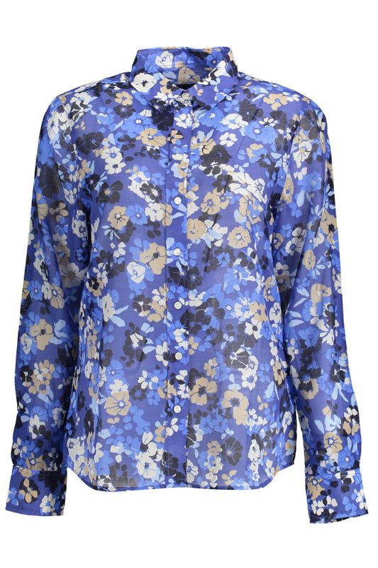 Blue Cotton Women Shirt