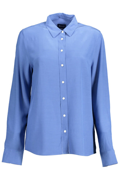 Blue Viscose Women Shirt