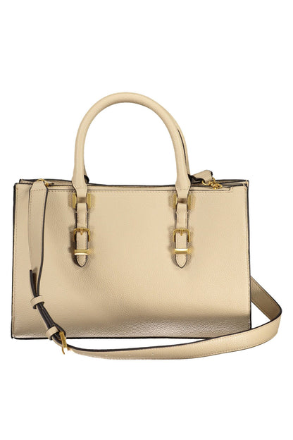 Beige Polyethylene Women Handbag