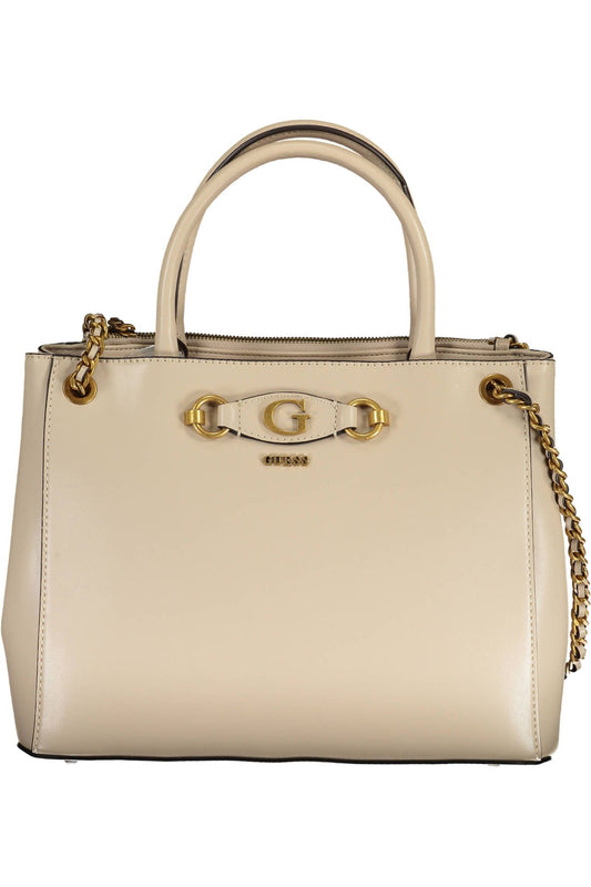 Beige Polyethylene Women Handbag