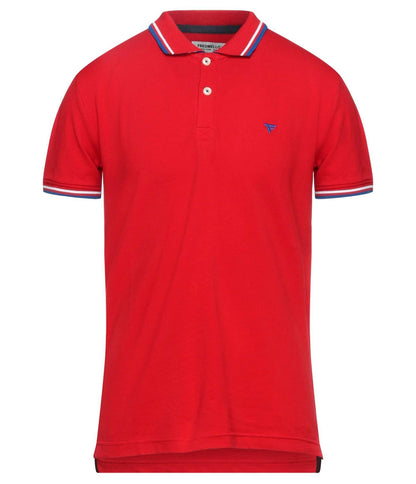 "Red Cotton Men Polo Shirt"