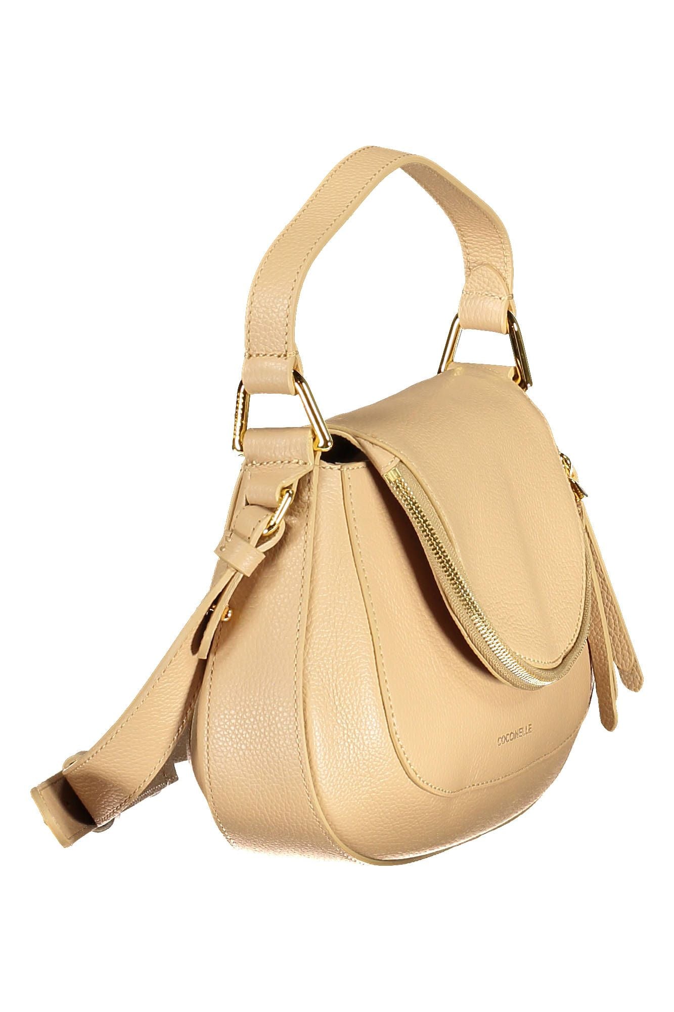 Beige Leather Women Handbag