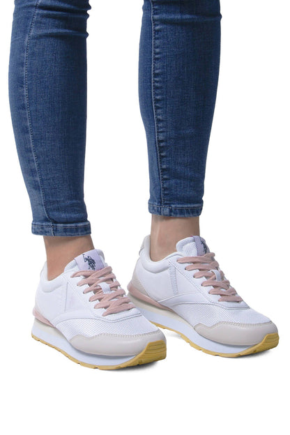 White Polyester Women Sneaker