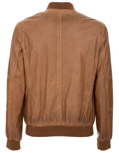 Brown Faux Leather Men Jacket