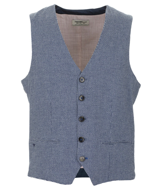 Blue Cotton Men Vest