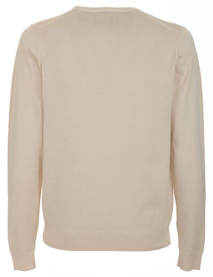 Beige Cotton Men Sweater