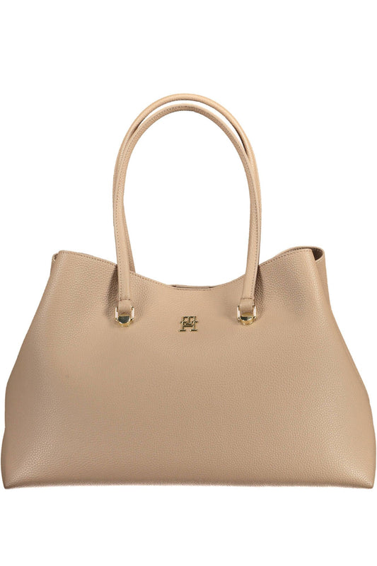 Beige Polyester Women Handbag