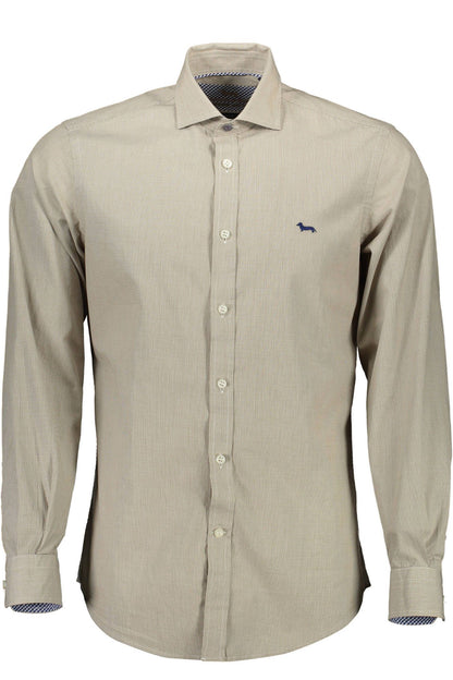 Beige Cotton Men Shirt