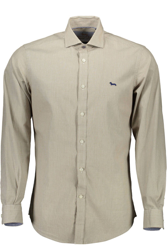 Beige Cotton Men Shirt