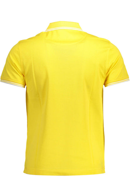 Yellow Cotton Men Polo Shirt