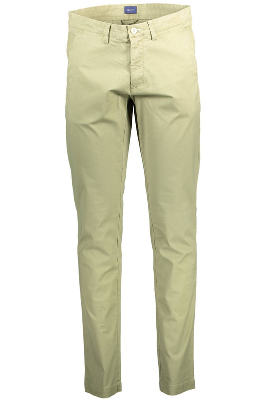 Green Cotton Men Slim Pant