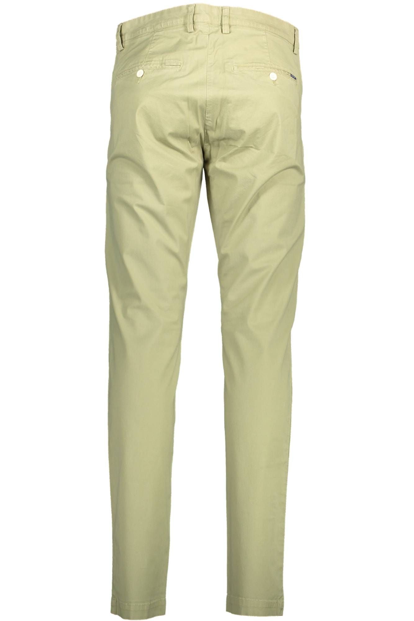 Green Cotton Men Slim Pant