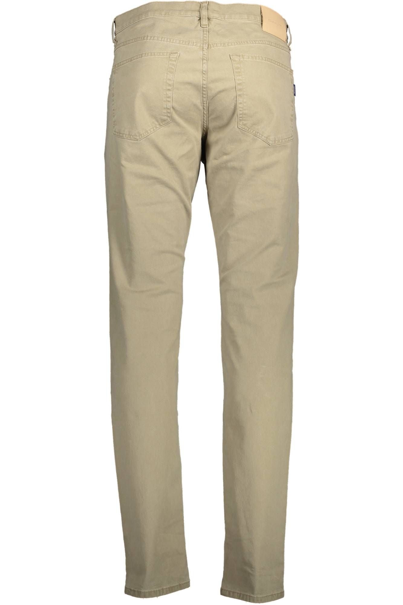 Beige Cotton Men Slim Pant