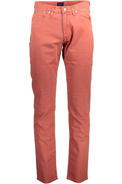 Red Cotton Men Trouser