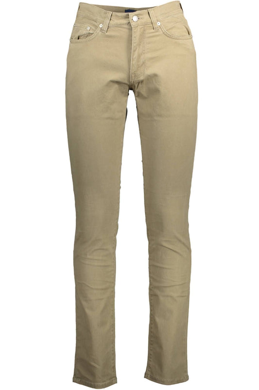 Beige Cotton Men Pant