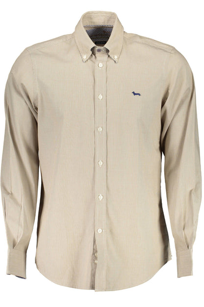 Beige Cotton Men Shirt