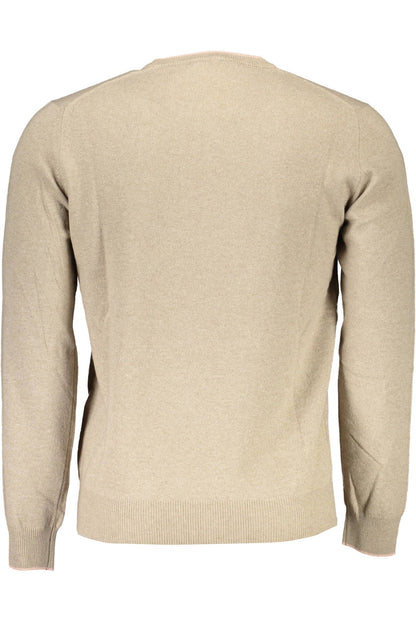 Beige Wool Men Sweater