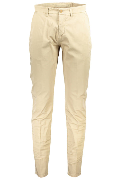 Beige Cotton Men Trouser