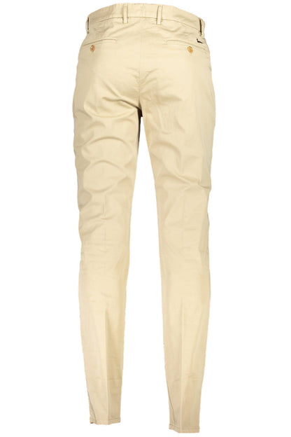 Beige Cotton Men Trouser