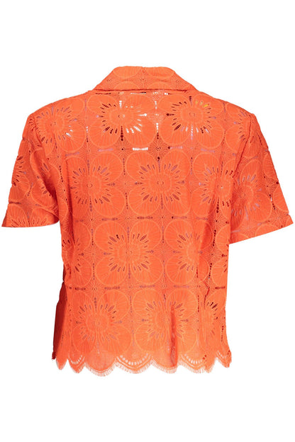 Orange Cotton Women Shirt