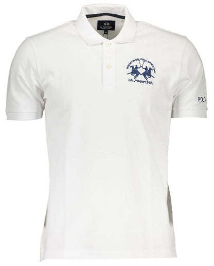 White Cotton Men Polo Shirt