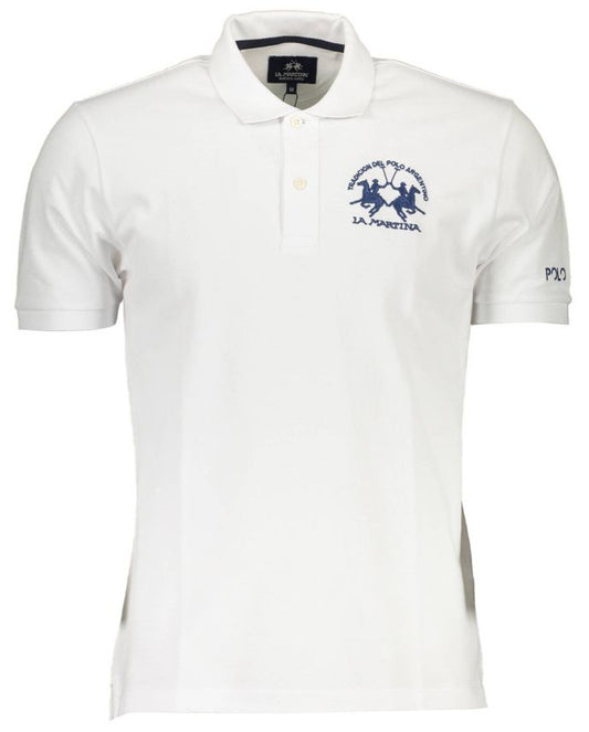 White Cotton Men Polo Shirt