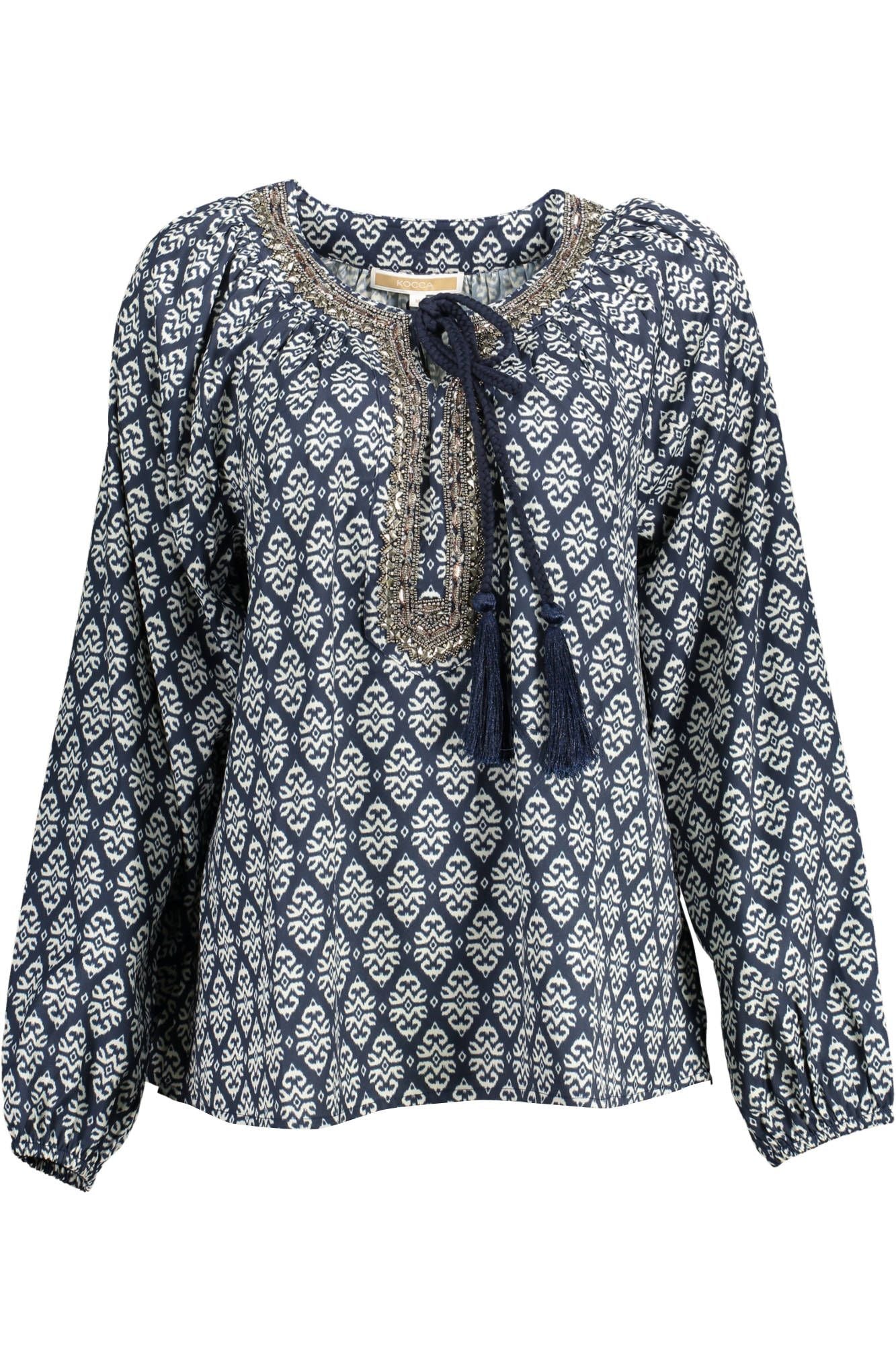 Blue Polyester Women Blouse