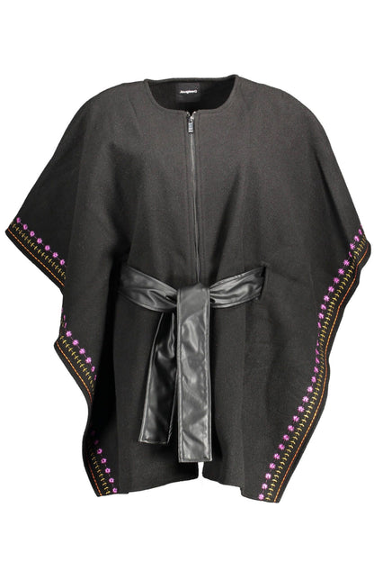 Black Polyester Women Poncho