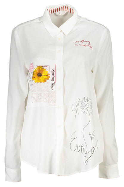 White Viscose Women Shirt