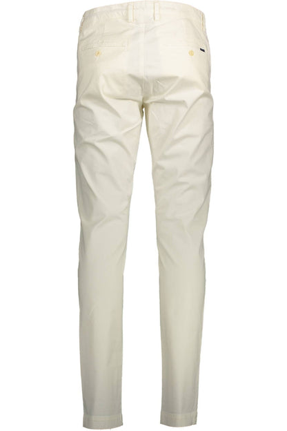 White Cotton Men Slim Trouser