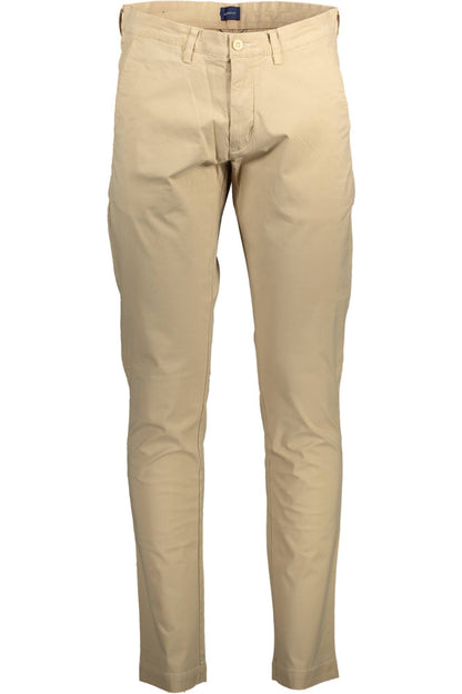 Beige Cotton Men Pant