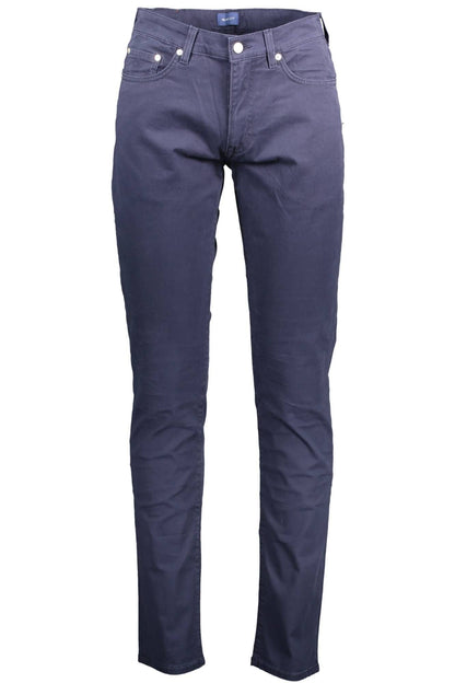 Blue Cotton Men Trouser