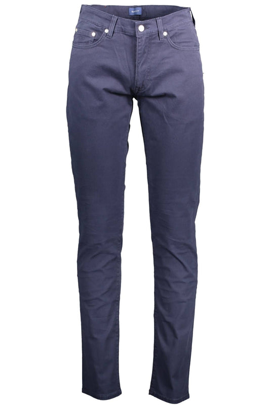 Blue Cotton Men Trouser