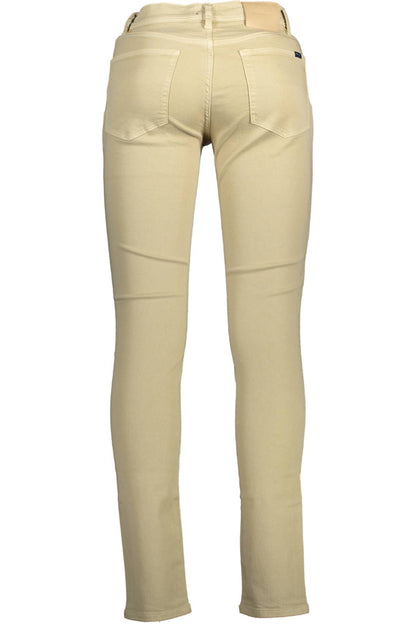 Beige Cotton Men Trouser