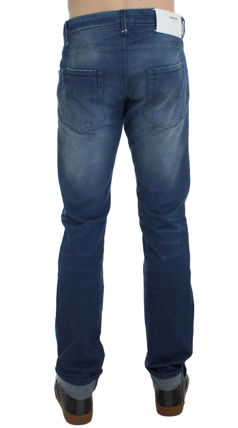 Vaqueros slim fit elásticos de algodón en denim lavado azul