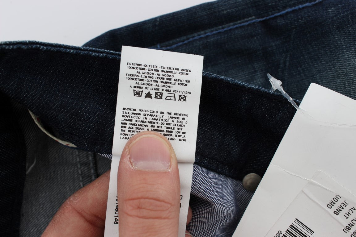 Vaqueros slim de denim de algodón con lavado azul