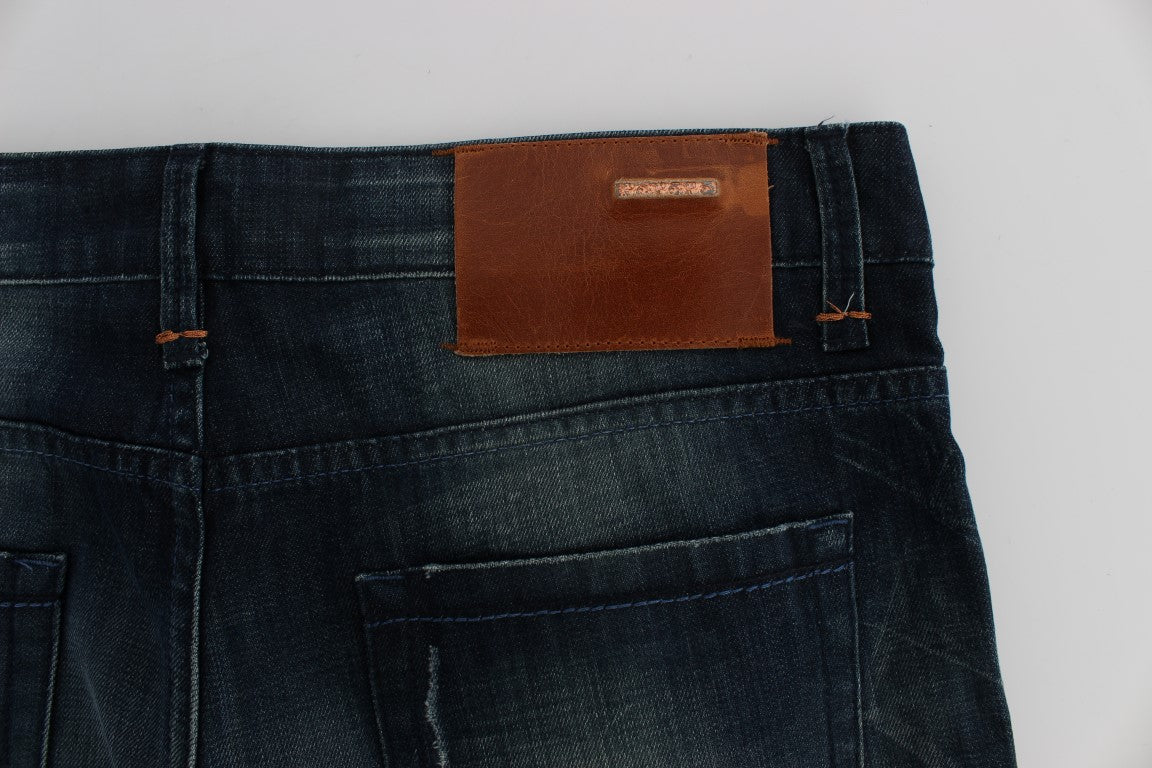 Vaqueros slim de denim de algodón con lavado azul