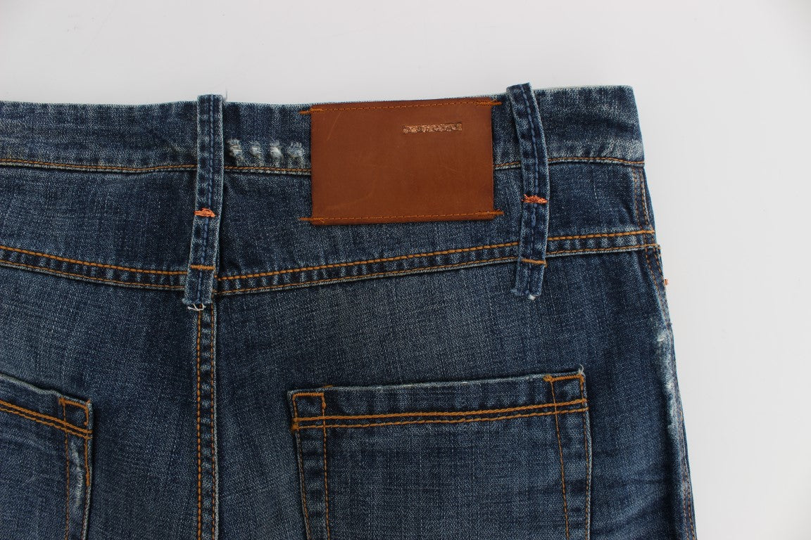 Vaqueros slim de denim de algodón con lavado azul