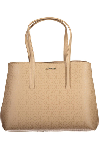 Beige Polyester Women Handbag