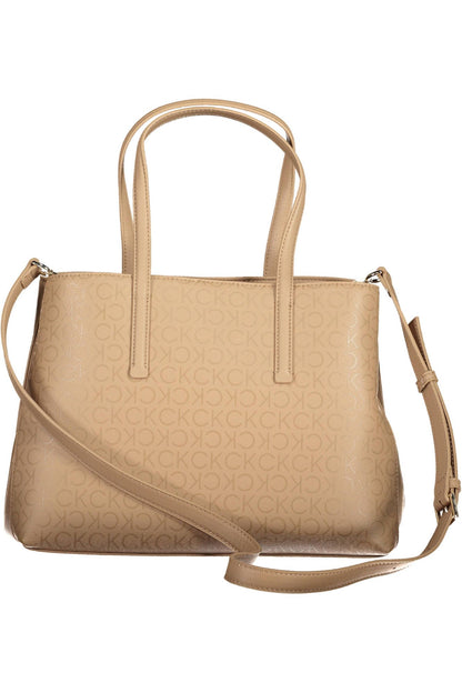 Beige Polyester Women Handbag