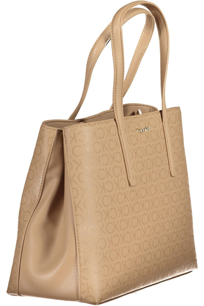 Beige Polyester Women Handbag